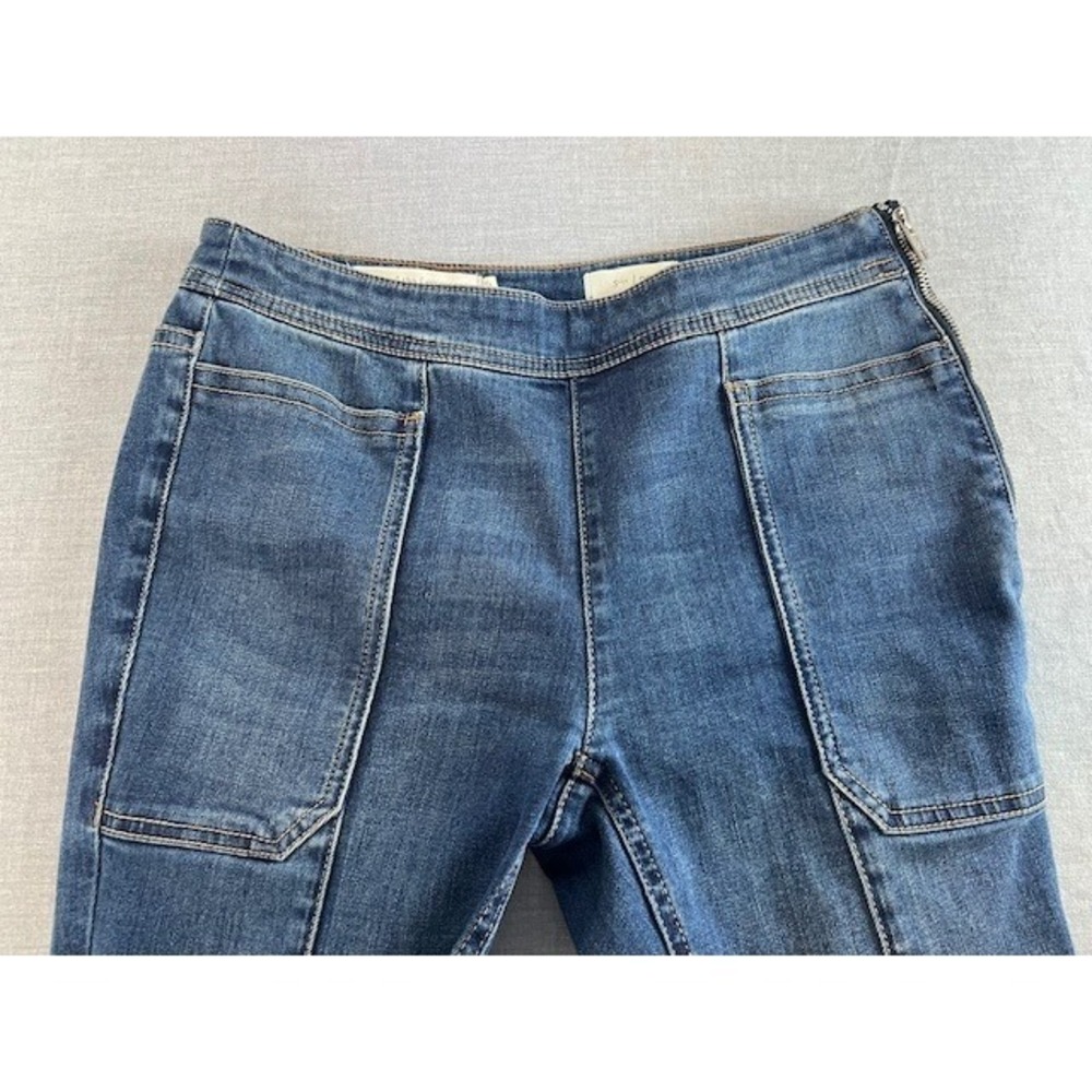 Pilcro Anthropologie Flare Crop Jeans Womens Size 27 Blue Wash Side Zipper - Picture 10 of 12